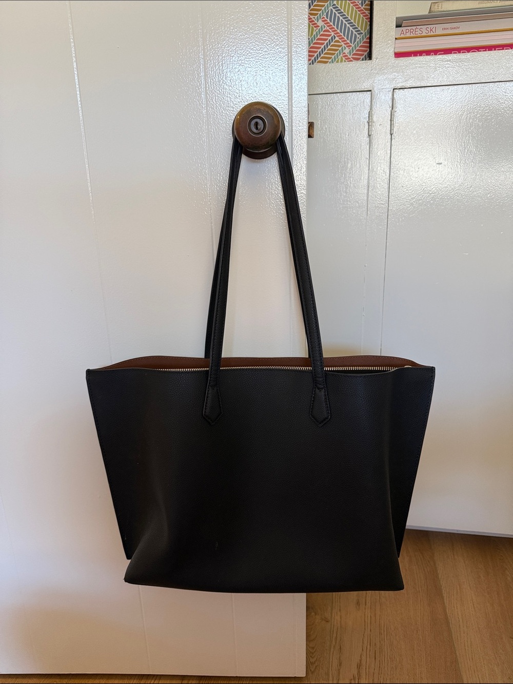 Quince Italian Leather Tote Triple Compartment Shopper Bag